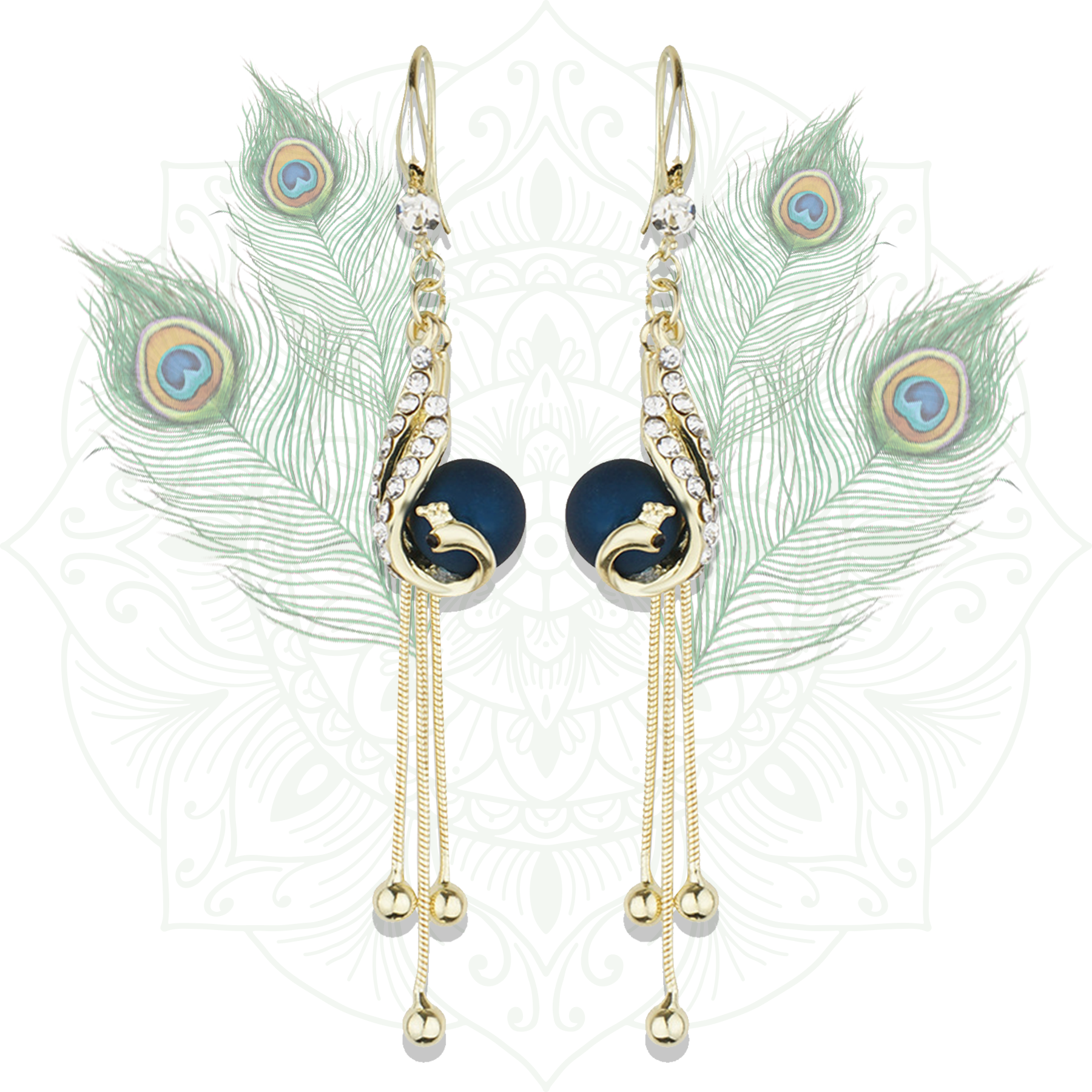 Miniatura 6 de Aretes Con Borla De Pavo Real